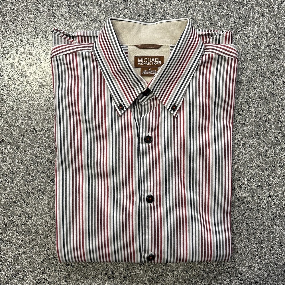 Michael Kors Button Down Shirt Mens M Long Sleeve Cotton Vintage Striped